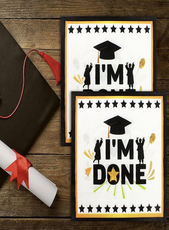 Ipalmay I’m Done Paper Napkins - 40pcs Disposable Graduation Party Napkins, Luncheon Dinner Napkins 6.5x6.5in for Middle School High School College Graduation Celebration Events - Image 5